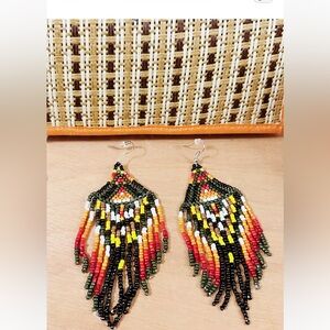 Colorful Native Beaded Earrings & Wallet Set